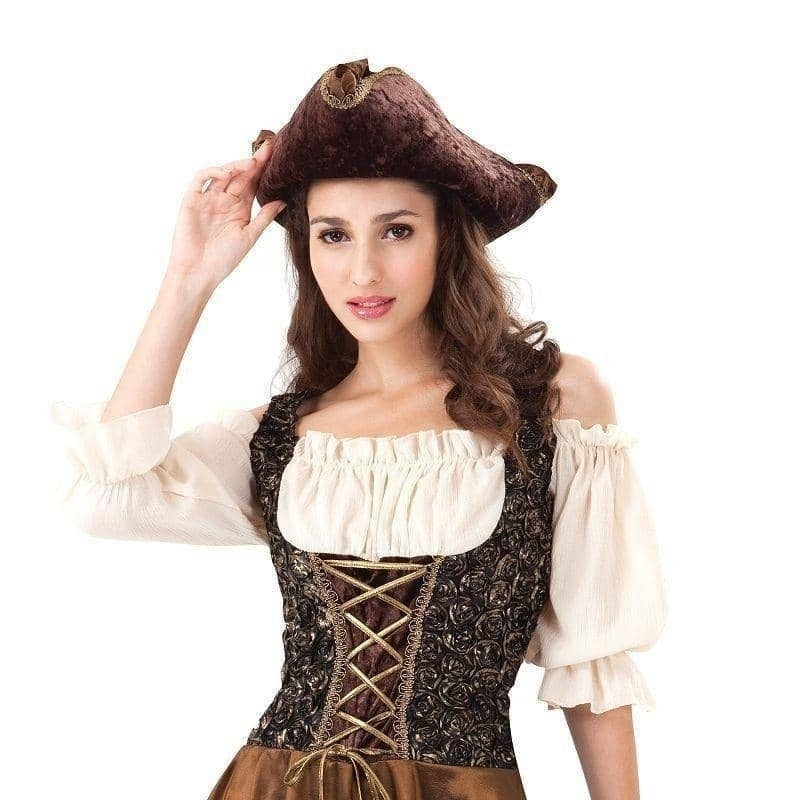 Womens Pirate Gold Rose Adult Costume Female Uk Size 10 14 Halloween 1