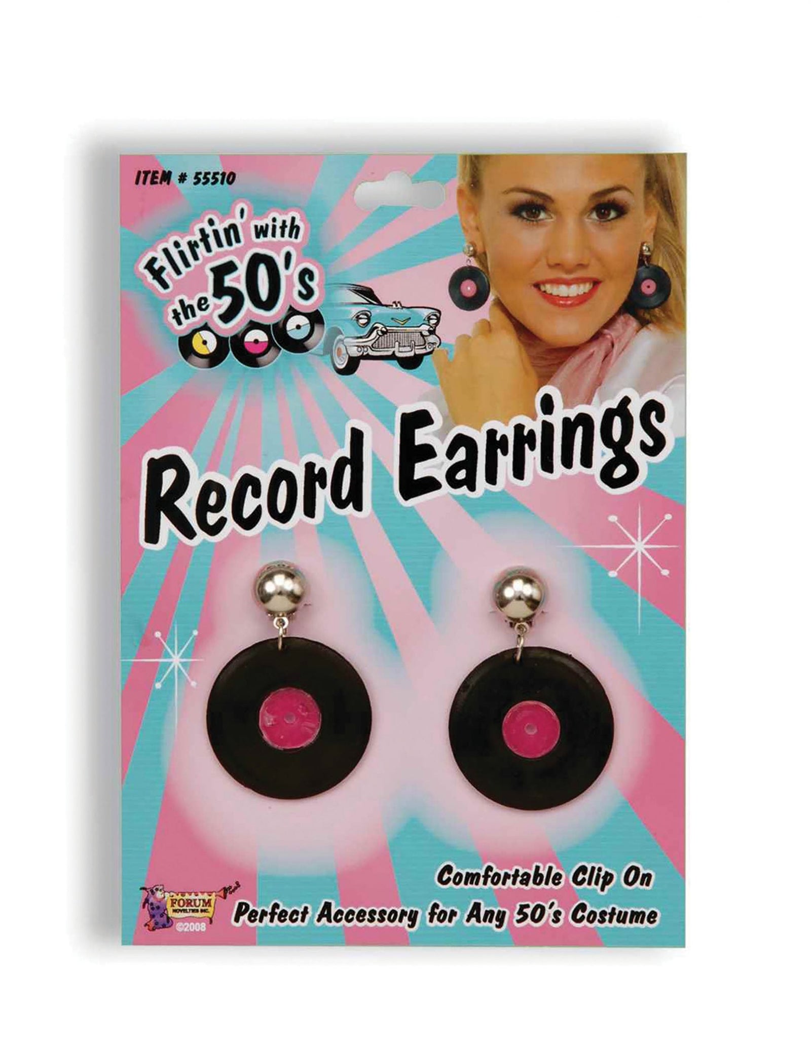Womens Record Earrings Black Costume Accessories Female Halloween 1