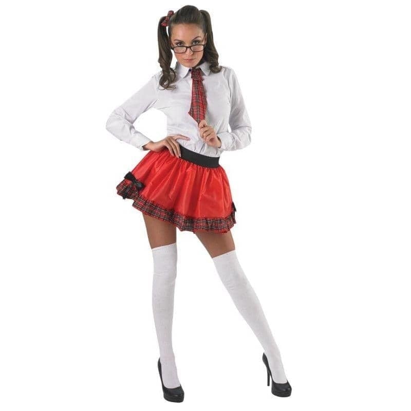 Womens Schoolgirl Tutu Set Red Skirt_1