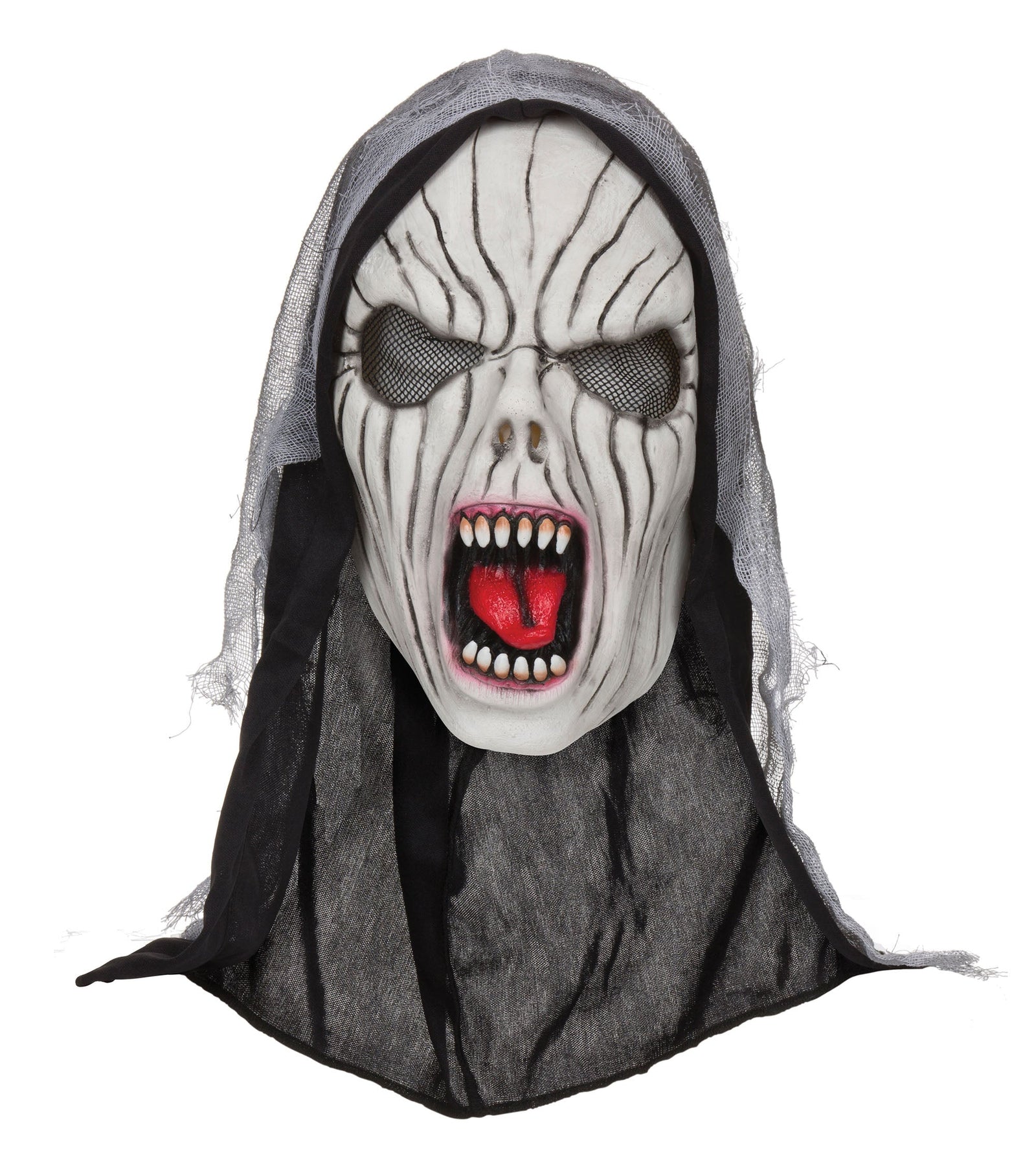 Womens Shrieking Banshee Mask With Hood Rubber Masks Female Halloween Costume 1