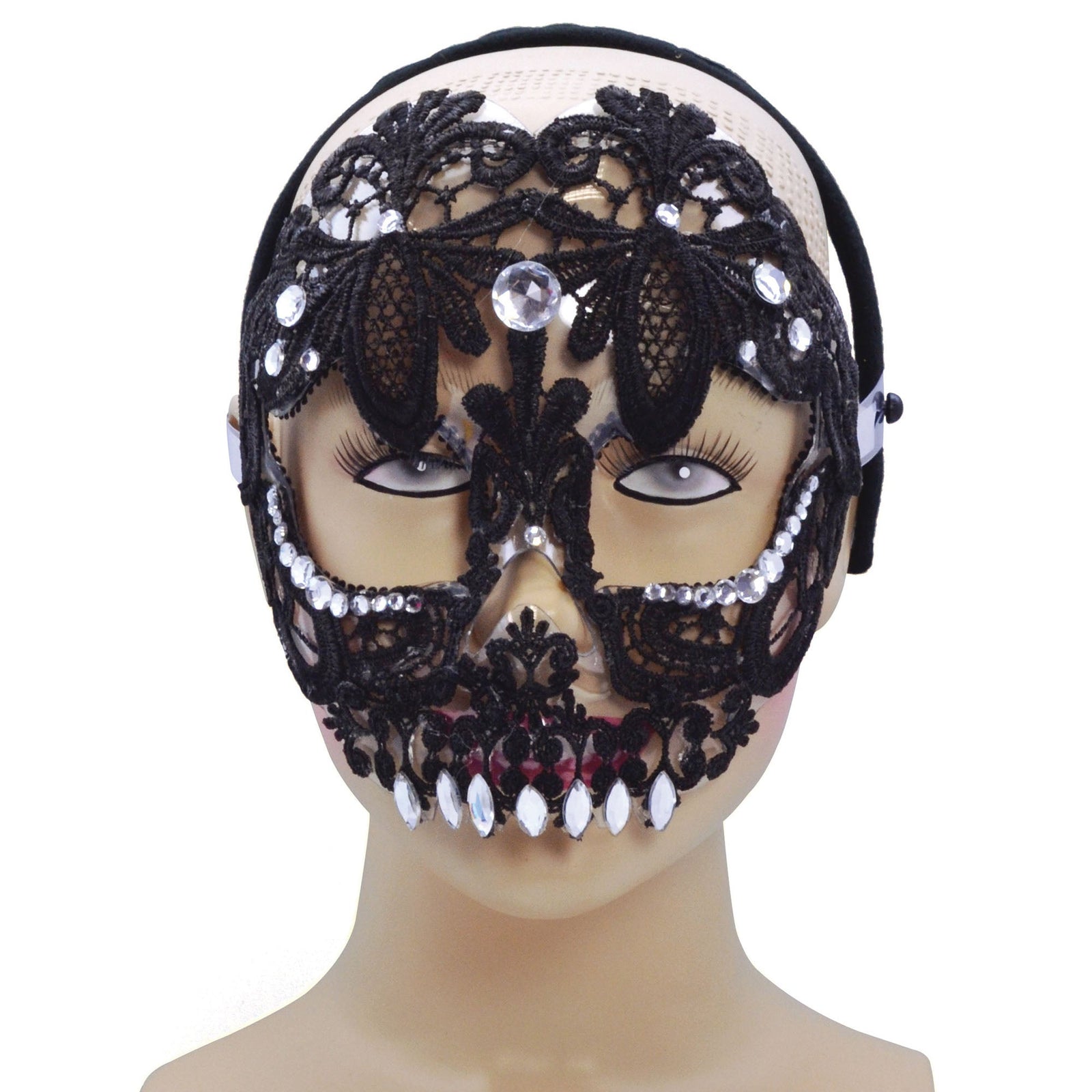 Womens Sugar Skull Black Headband Eye Masks Female Halloween Costume 1