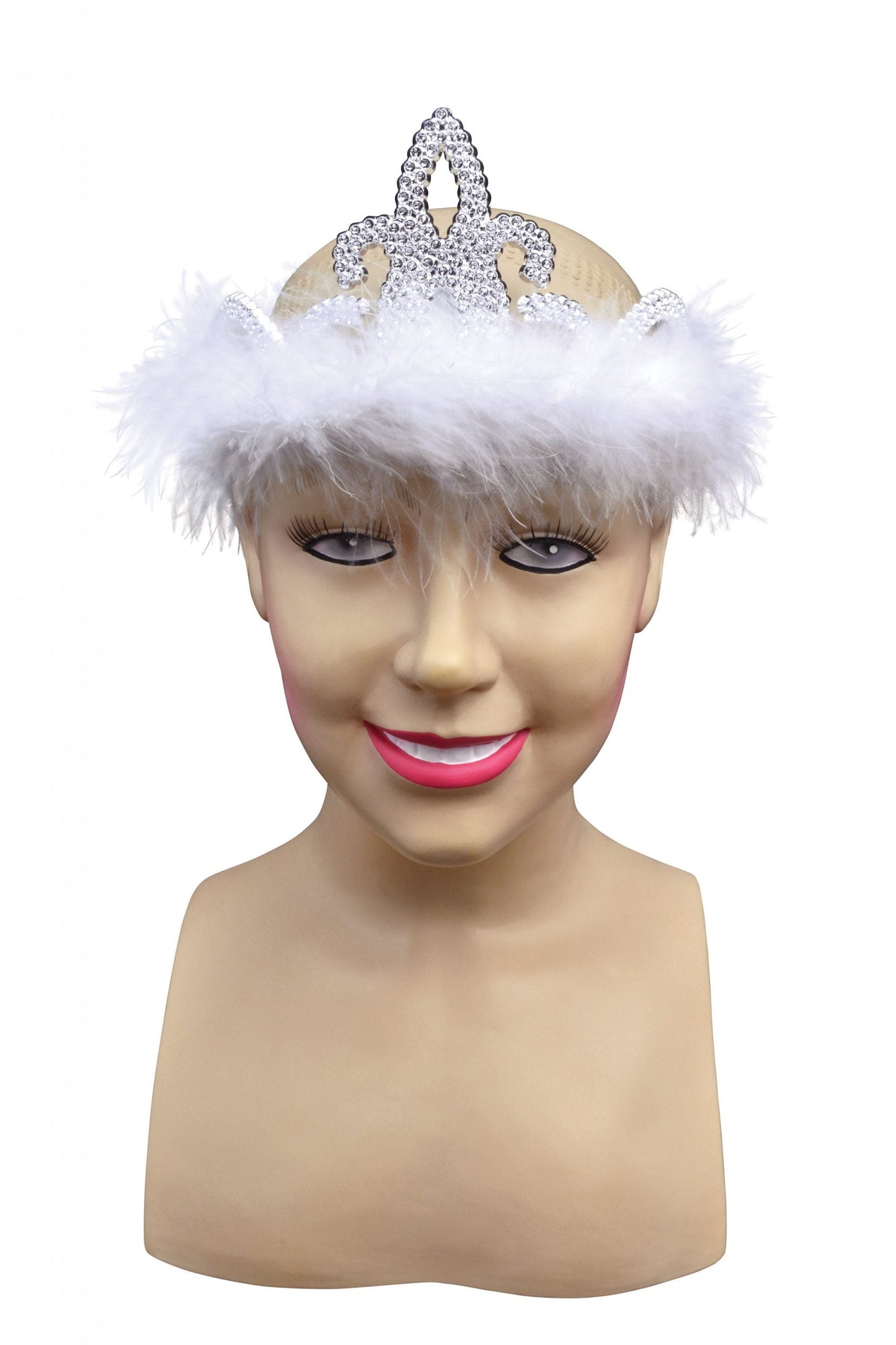 Womens Tiara Silver Plastic Marabou Costume Accessories Female Halloween 1