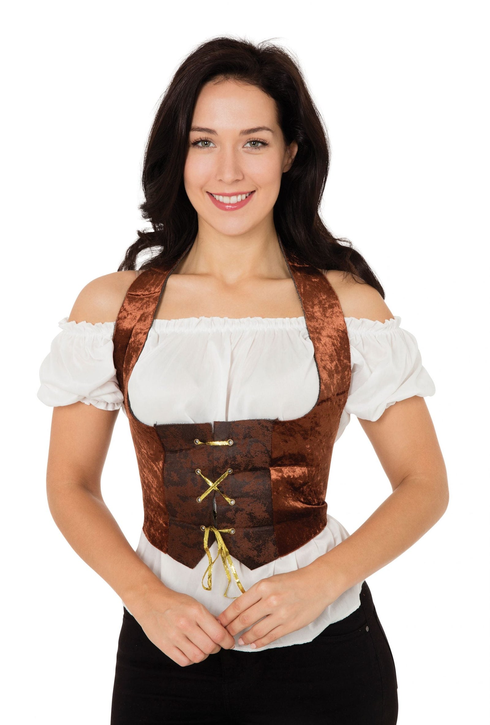 Womens Velvet Corset Brown Adult Costume Female Halloween 1