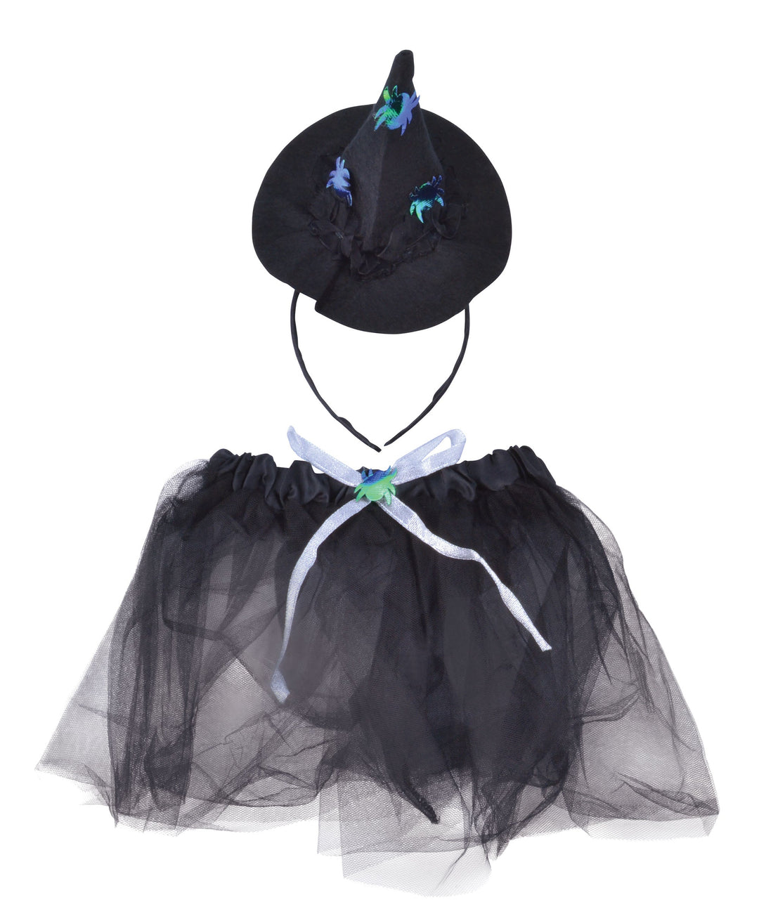 Womens Witch Tutu Black Silver + Headband Instant Disguises Female Halloween Costume_1