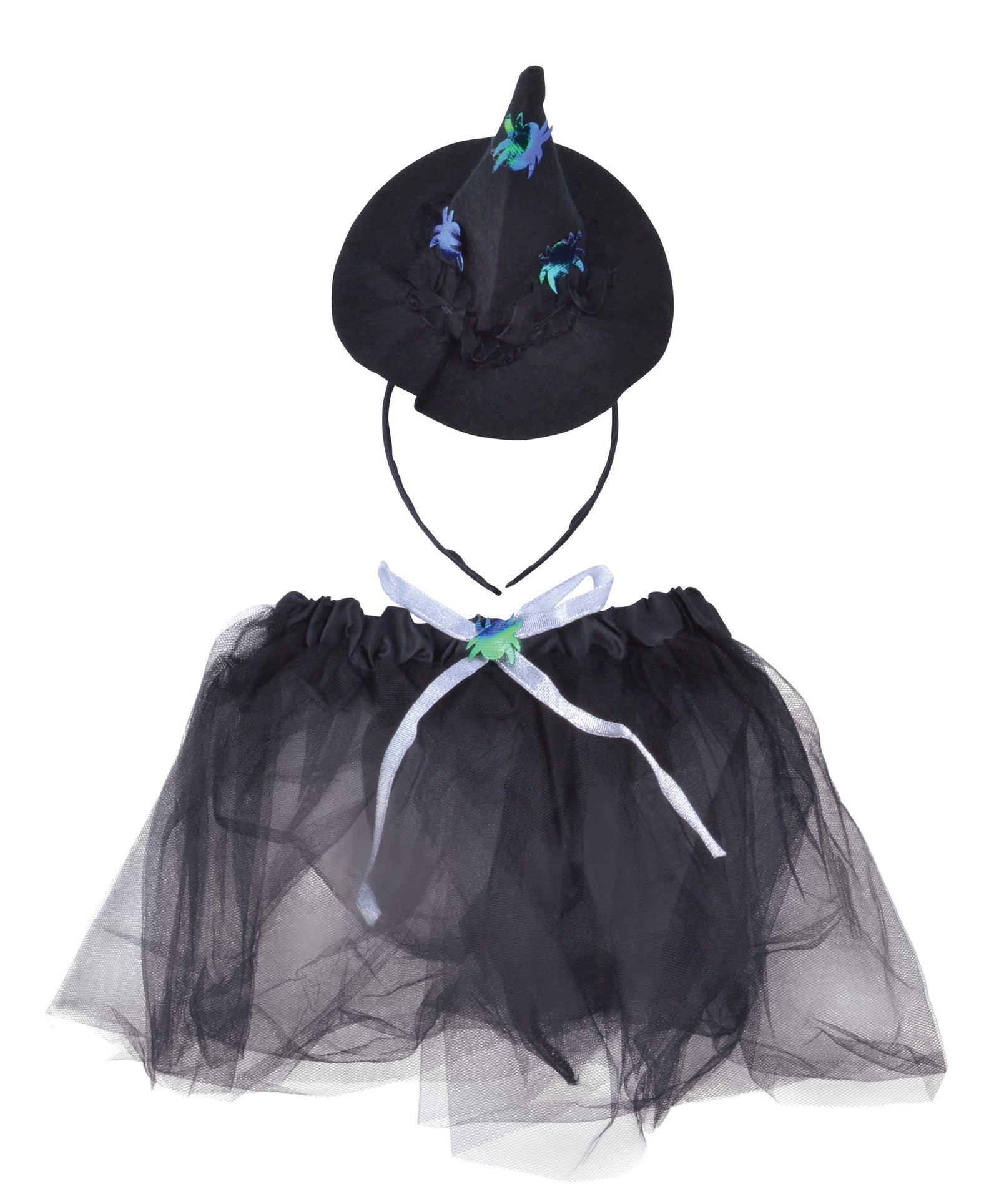 Womens Witch Tutu Black Silver + Headband Instant Disguises Female Halloween Costume 1
