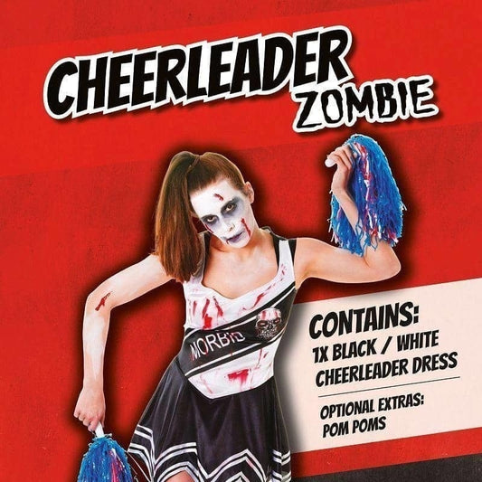 Womens Zombie Cheerleader Black Adult Costume Female Halloween 2