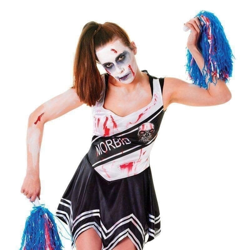 Womens Zombie Cheerleader Black Adult Costume Female Halloween 1