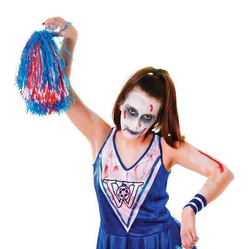 Womens Zombie Cheerleader Blue White Adult Costume Female Halloween 1