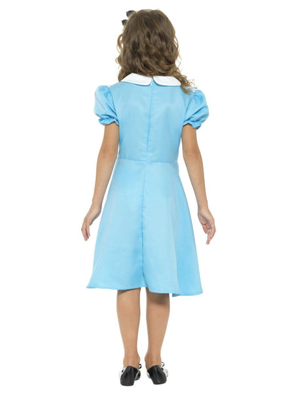 Wonderland Princess Costume Kids Alice Dress Blue Black Headband 4