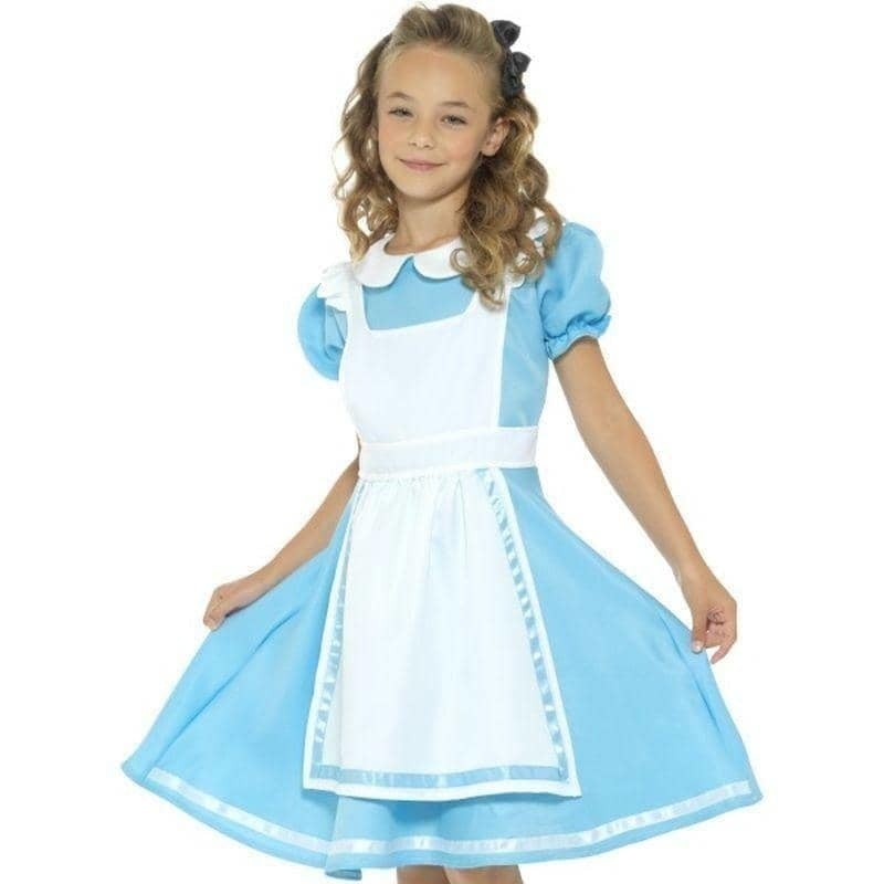 Wonderland Princess Costume Kids Alice Dress Blue Black Headband 1