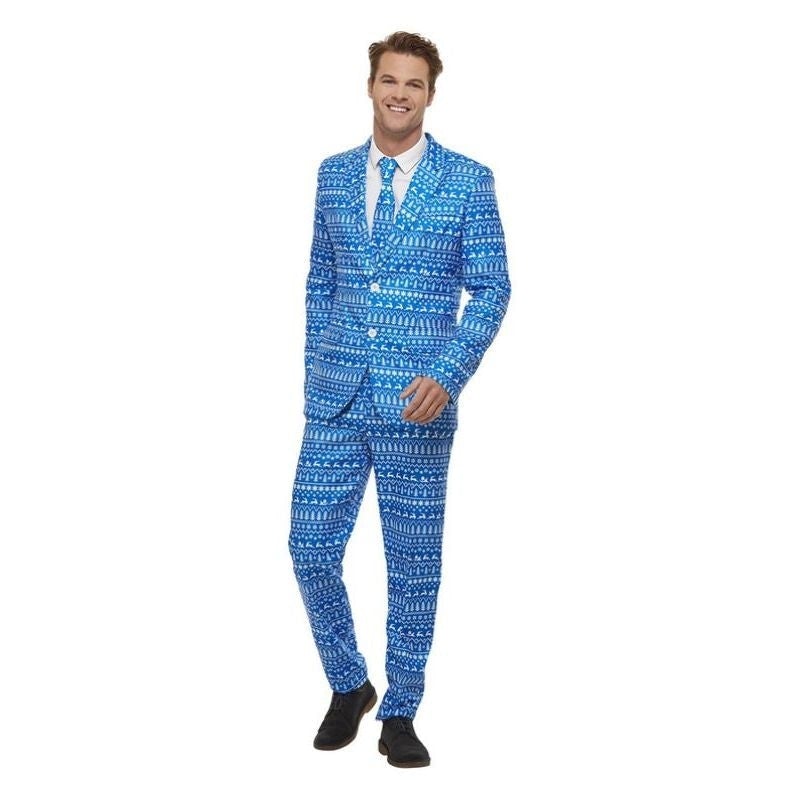 Wrapping Paper Suit Blue Mens Costume 1