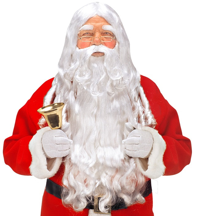 Santa Claus In Box -  Curly Locks Wig, Beard With Moustache & Eyebrows 