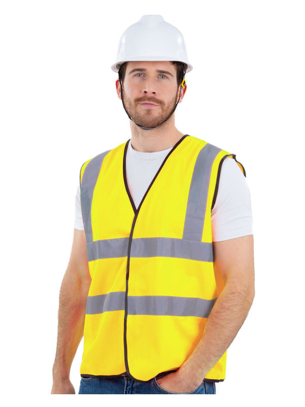Yellow High-Vis Vest Construction Worker Costume 1