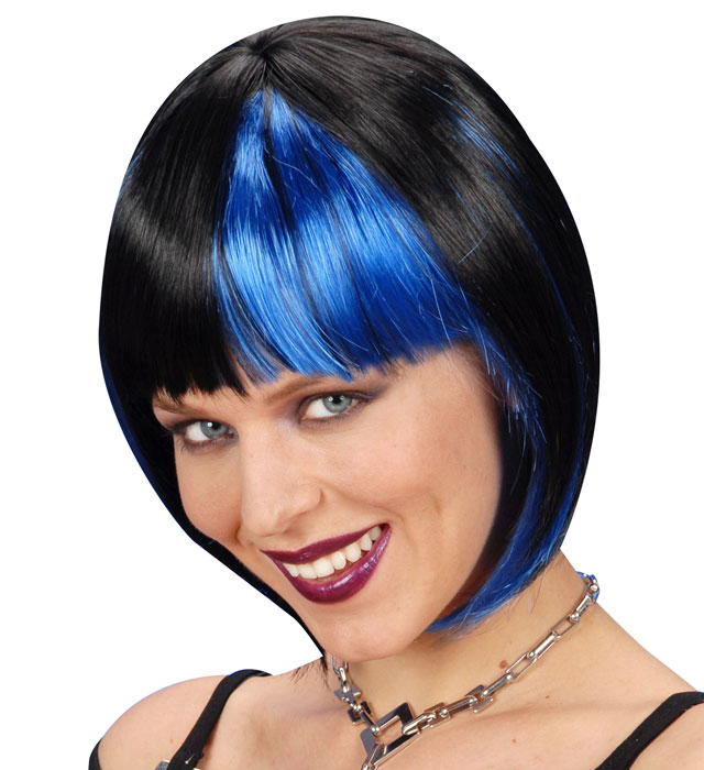 Zoey Wig Black With Blue Streaks- In Box