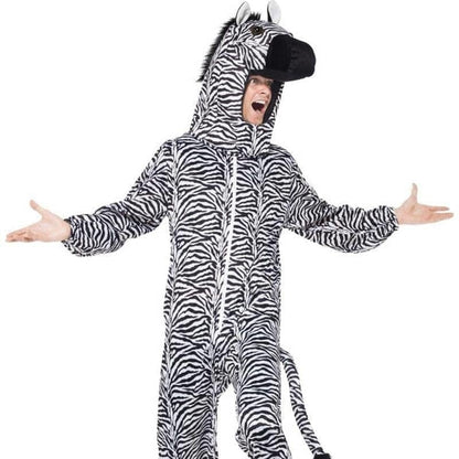 Zebra Costume Adult Black and White Jumpsuit 1
