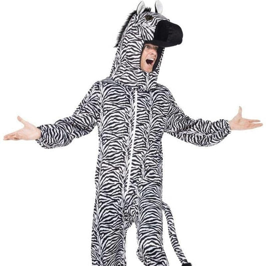 Zebra Costume Adult Black and White Jumpsuit 1