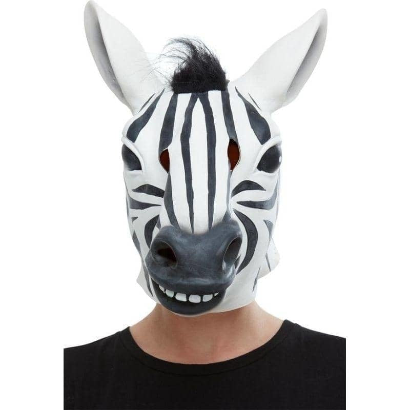 Zebra Latex Mask Adult Black White 1