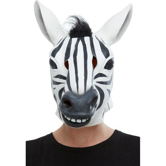Zebra Latex Mask Adult Black White 1