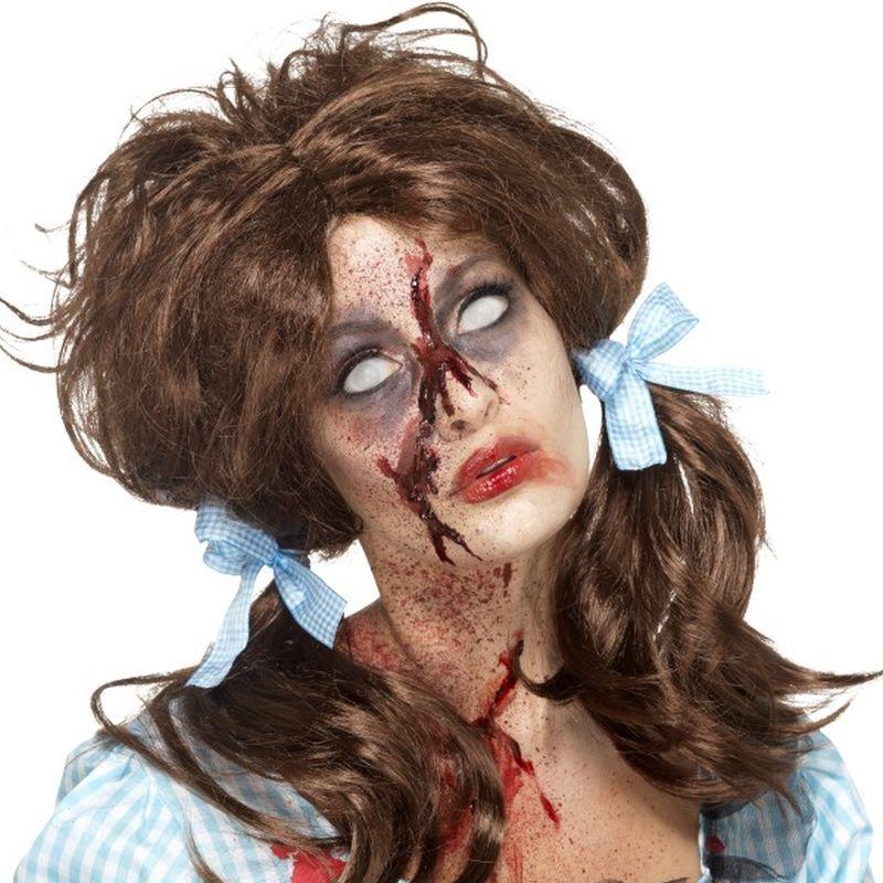 Zombie Bloody Country Girl Wig Adult Brown 1