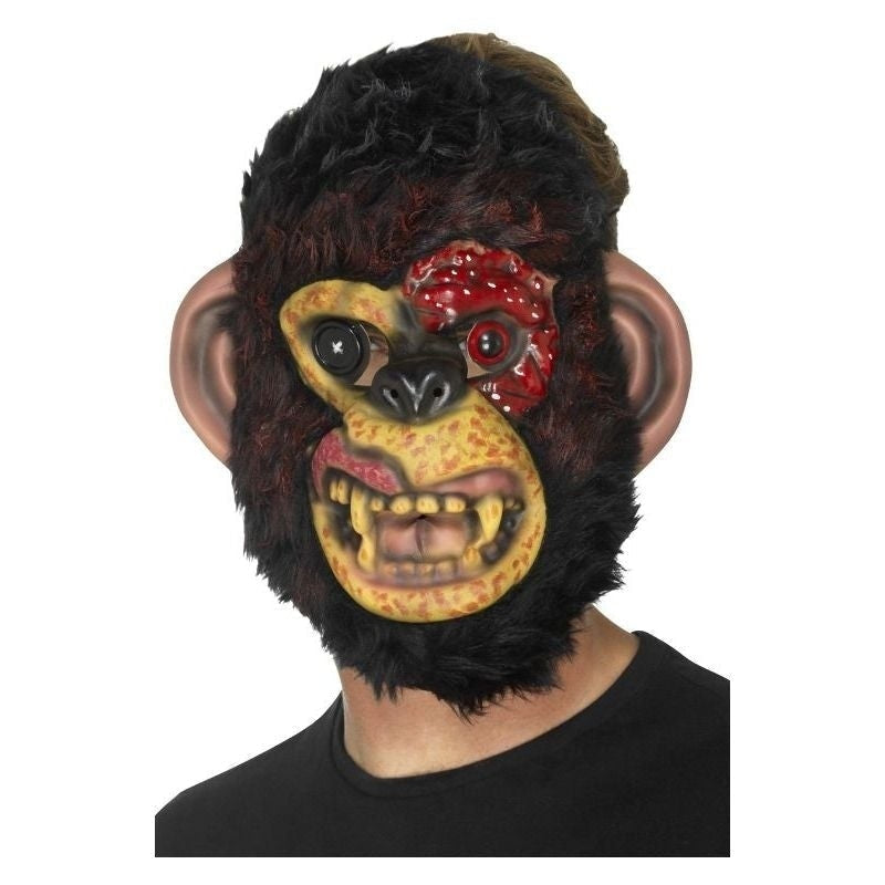 Zombie Chimp Mask Adult Black Fur 2