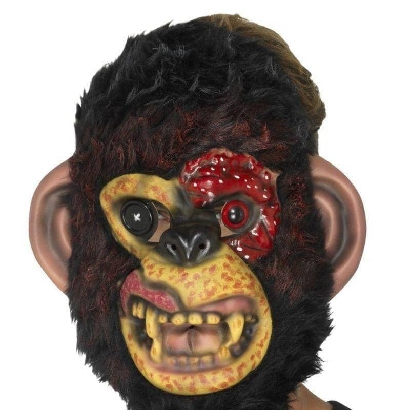 Zombie Chimp Mask Adult Black Fur 1