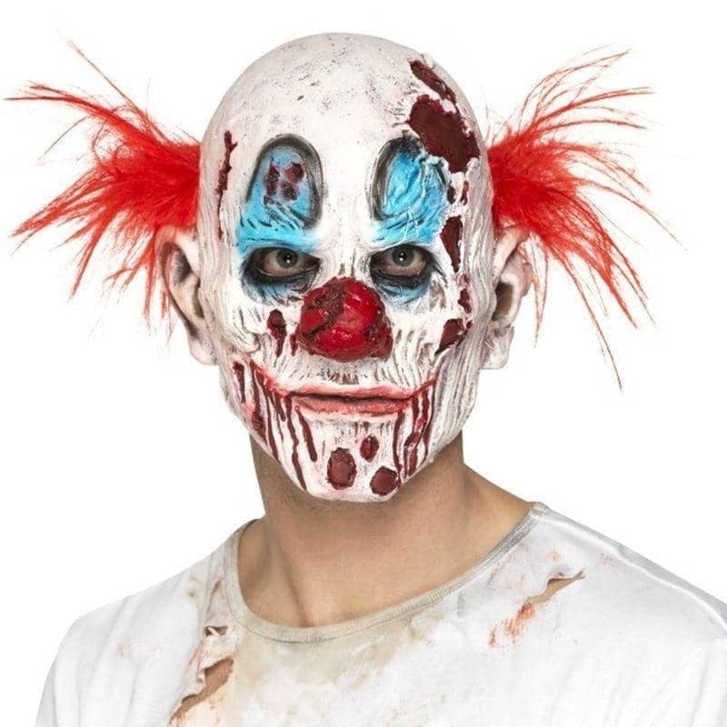 Zombie Clown Mask Foam Latex Adult White Red 1