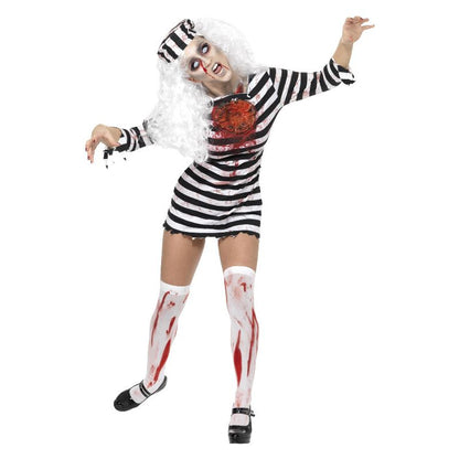 Zombie Convict Costume Black and White Adult 1