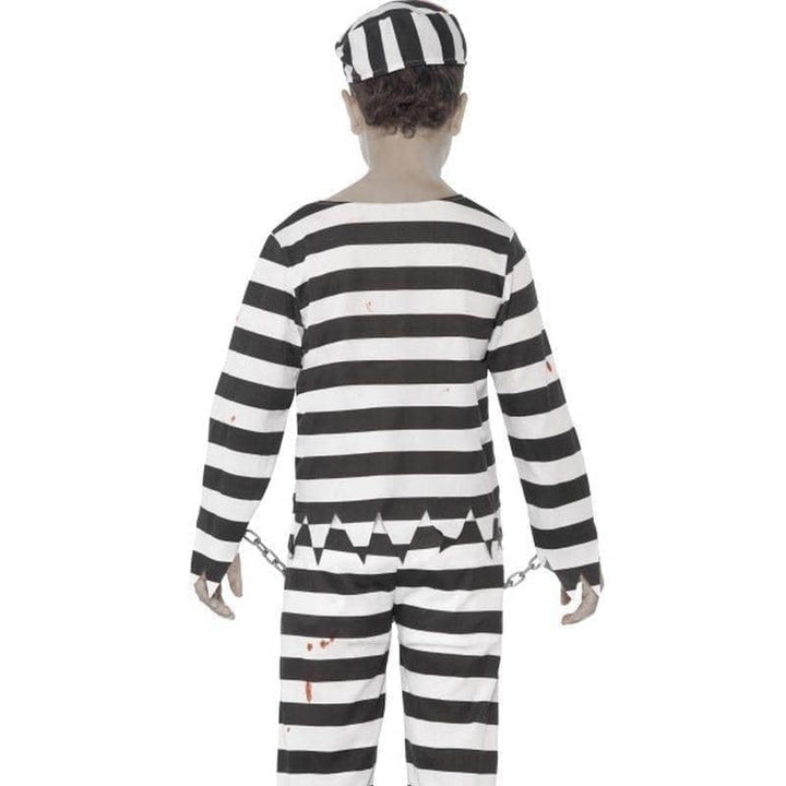 Zombie Convict Costume Kids White Black Striped_2