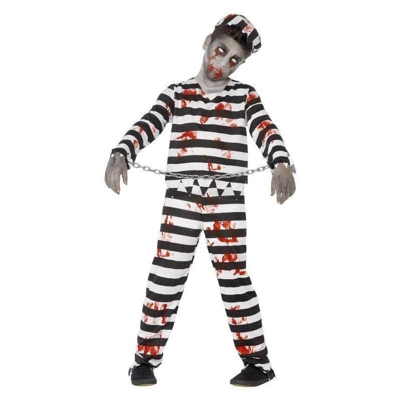 Zombie Convict Costume Kids White Black Striped_4