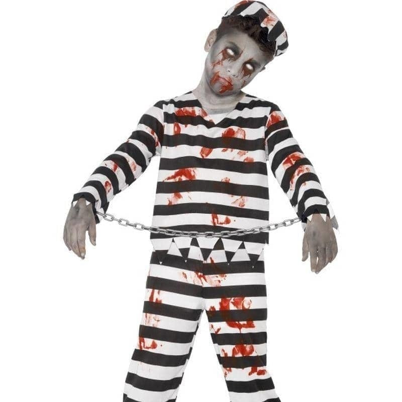 Zombie Convict Costume Kids White Black Striped_1