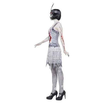 Zombie Flapper Dress Costume Grey Adult 3