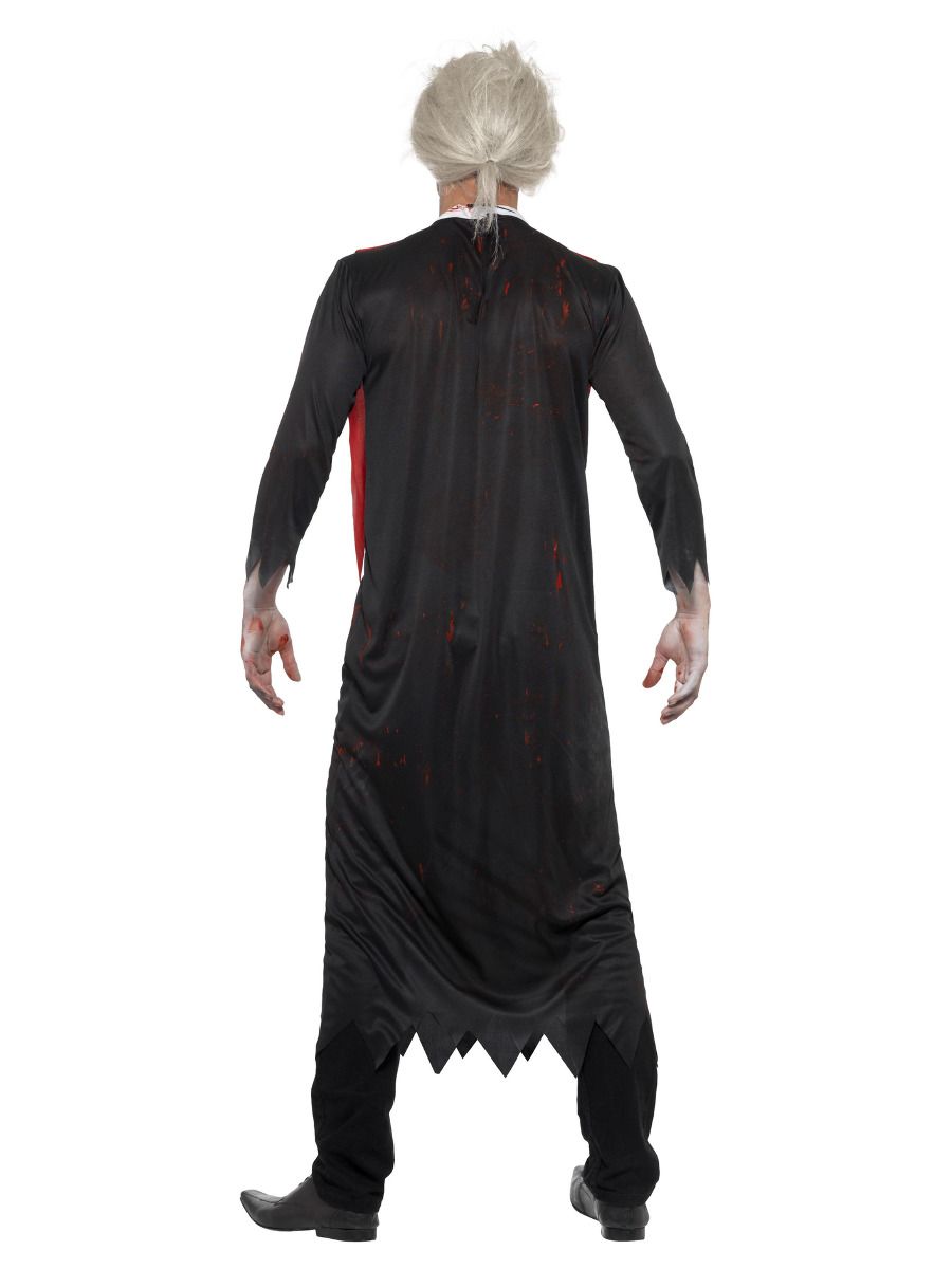 Zombie High Priest Mens Costume Black Blood Stained Tunic and Cross Necklace 3