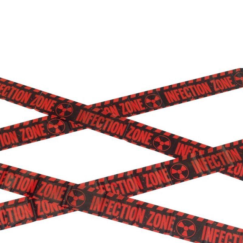 Zombie Infection Zone Caution Tape Adult Red Black 6m 1