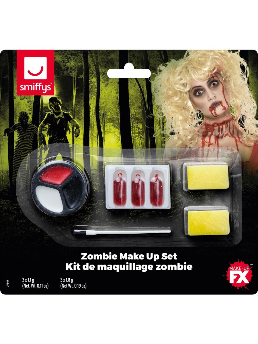 Zombie Make Up Set Grease Red Facepaint Blood Capsules Sponge Halloween 1