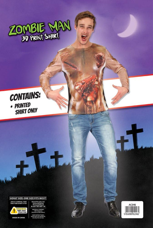 Zombie Man 3D Print-Shirt Adult Costume 2