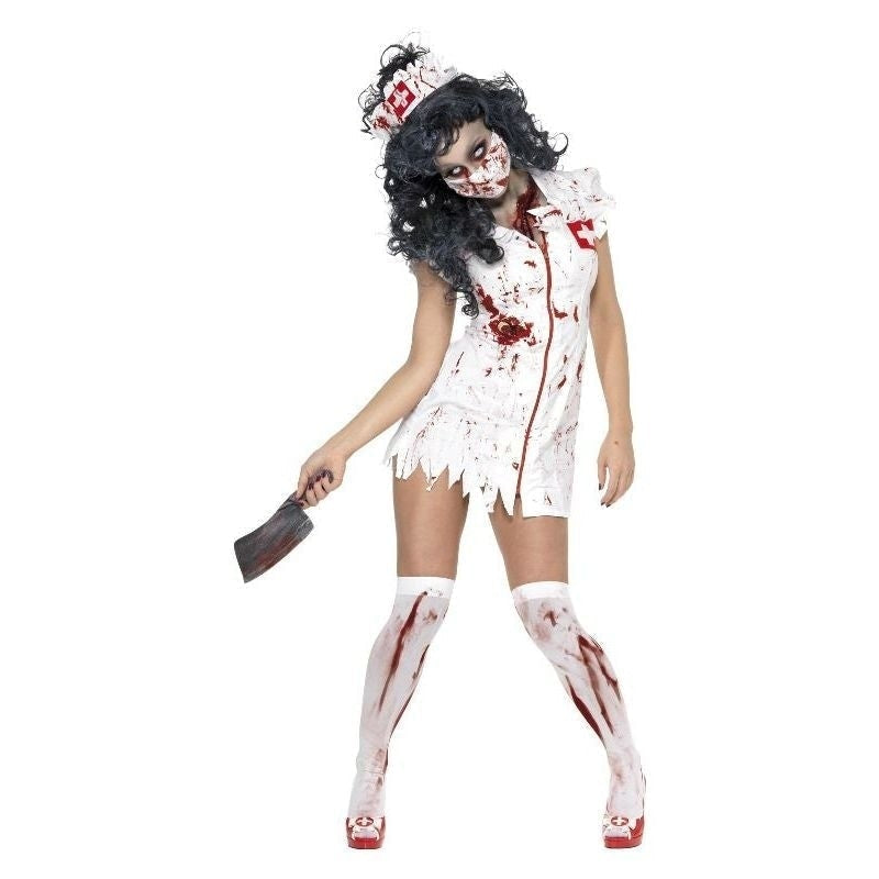 Zombie Nurse Costume Adult White Red_2