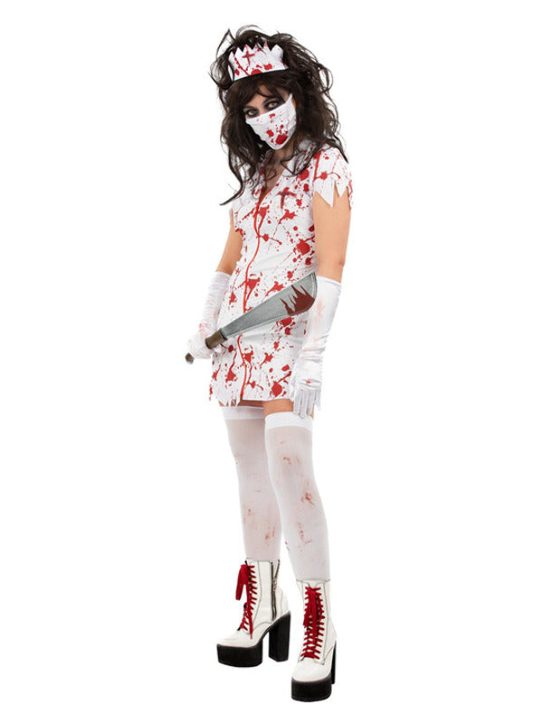Zombie Nurse Costume with Blood Splatters for Women 1