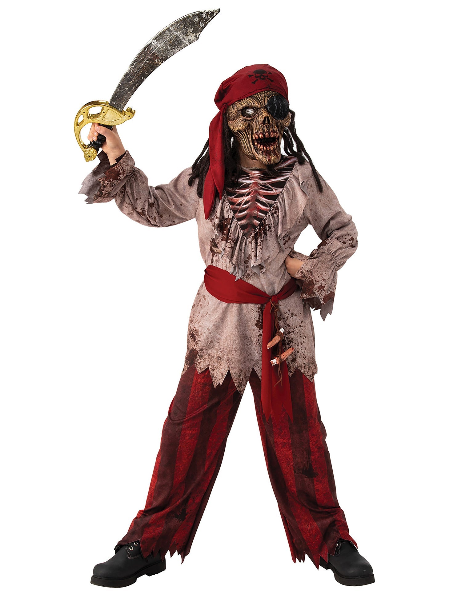 Zombie Pirate Costume Kids Skeleton Deckhand 1