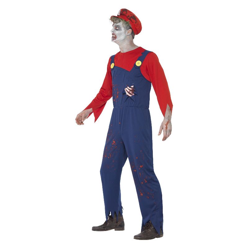 Zombie Plumber Costume Red and Blue Adult 3