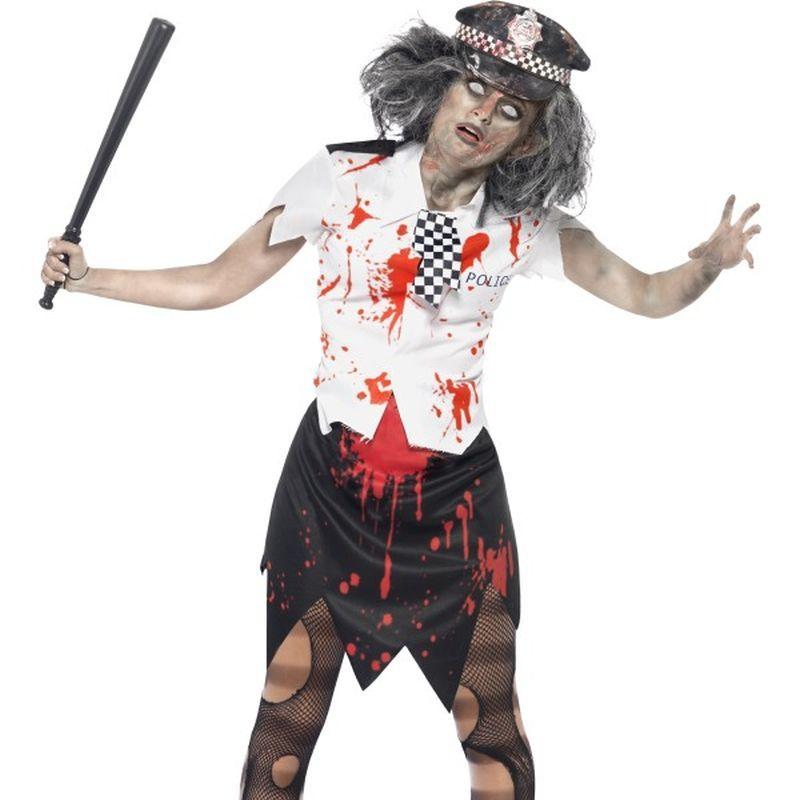 Zombie Policewoman Costume Adult White Red Black 1