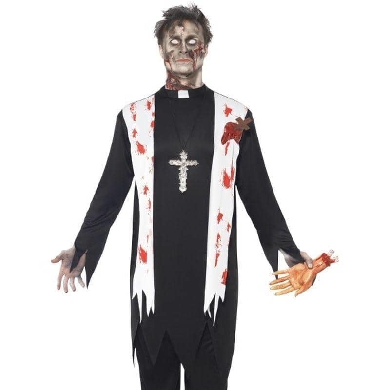 Zombie Priest Costume Adult Black White_1