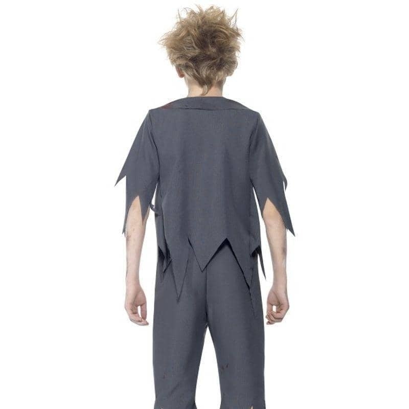 Zombie School Boy Costume Kids Grey White Red 2