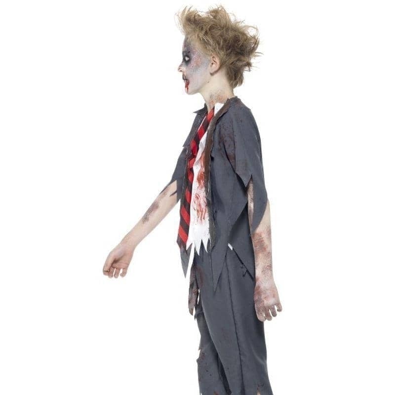 Zombie School Boy Costume Kids Grey White Red 3