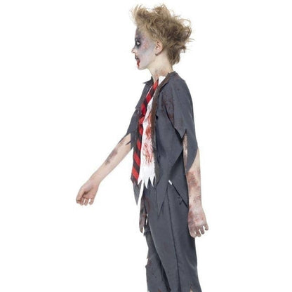 Zombie School Boy Costume Kids Grey White Red 3
