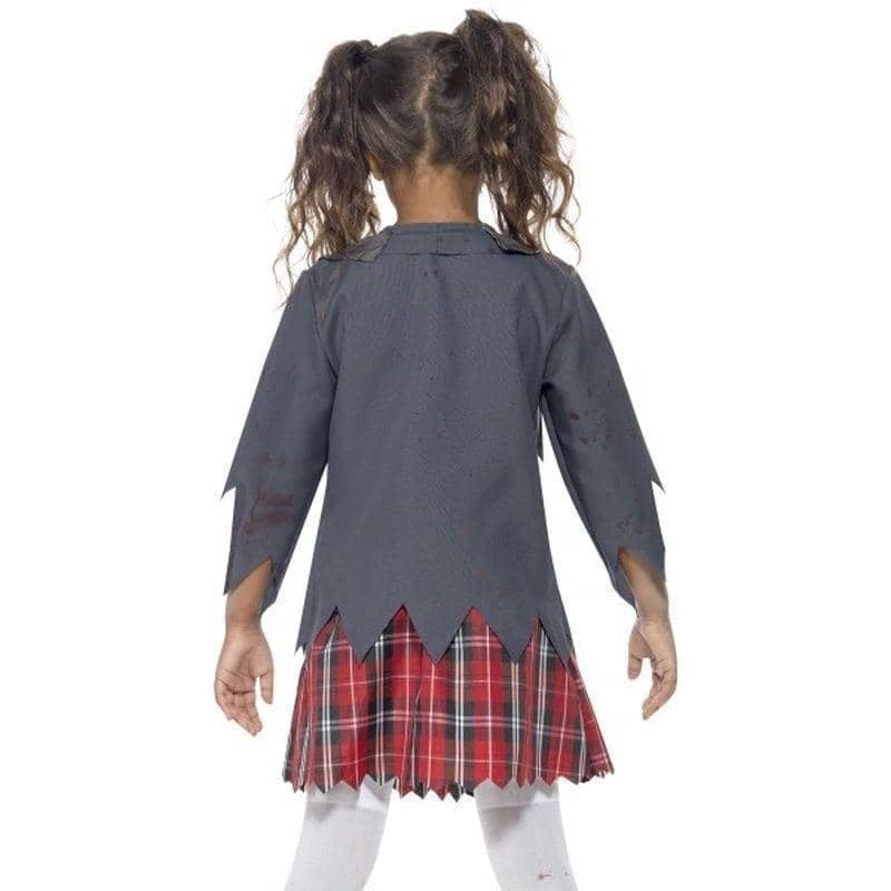 Zombie School Girl Costume Kids Grey Jacket Tartan Skirt Mock Shirt Tie 2