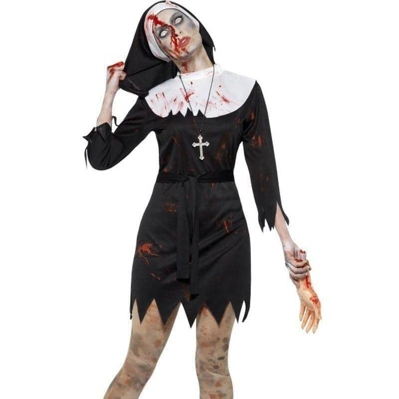 Zombie Sister Costume Womens Black Nun_1