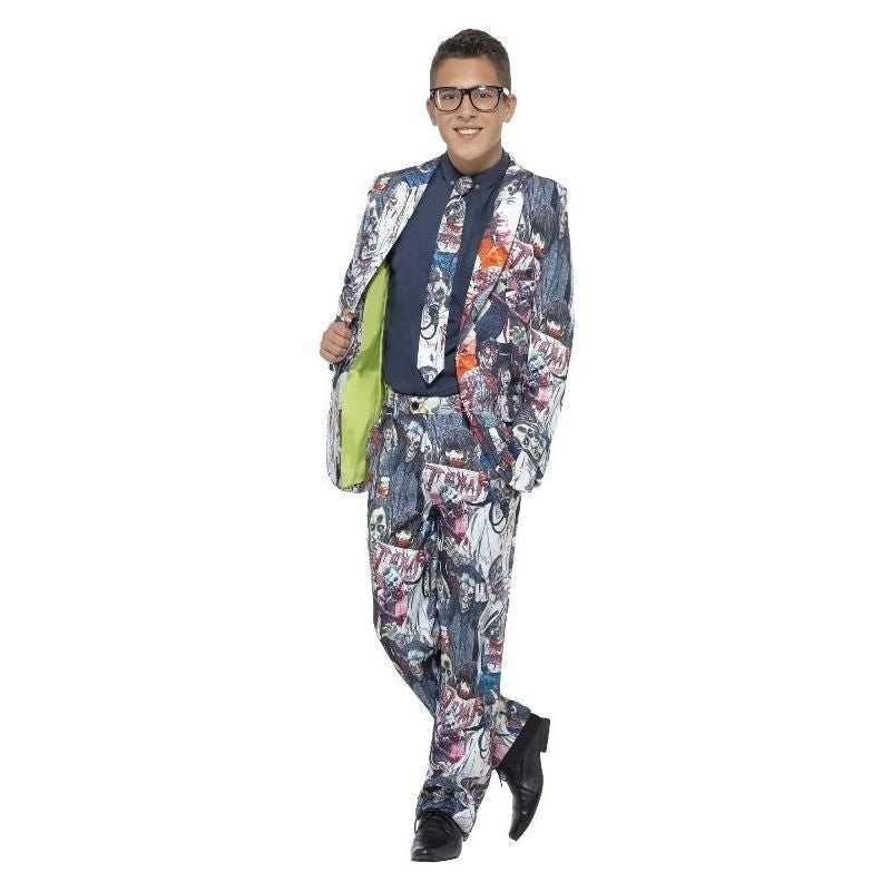 Zombie Suit Teen Costume Multi-Coloured Jacket Trousers Tie 1