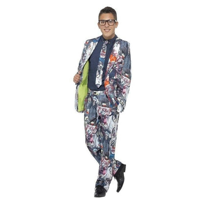 Zombie Suit Teen Costume Multi-Coloured Jacket Trousers Tie 1