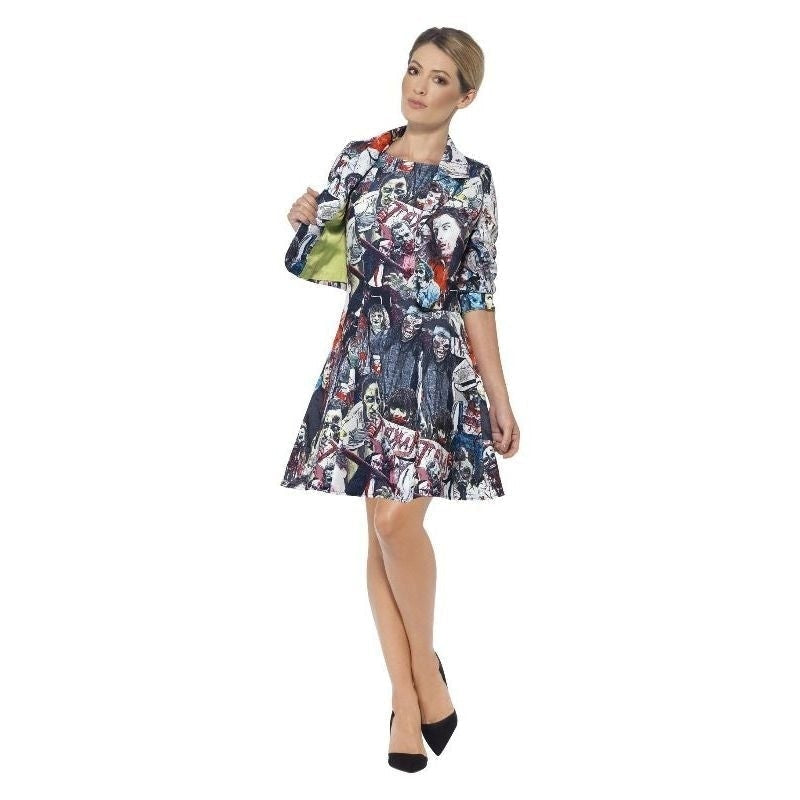Zombie Patterned Suit Womens Costume Multi Coloured Dress and Bolero Jacket 1