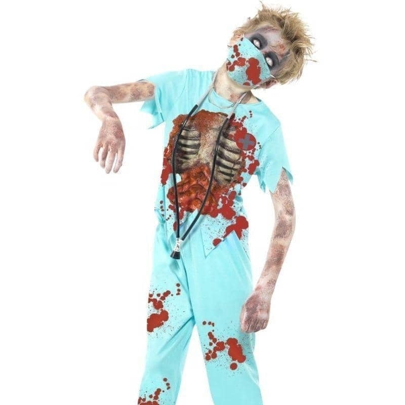 Zombie Surgeon Costume Kids Blue_1
